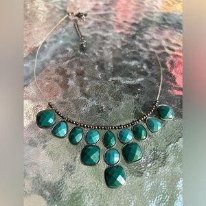 Green and metal costume necklace